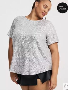 Torrid Abbey Short Sleeve Sequin Top - NWT